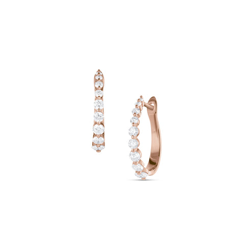 Dominique Cohen graduated diamond bubble 1 carat petite hoop earrings in rose gold<span class='visuallyhidden'>; shop help at 760-978-9297.</span>